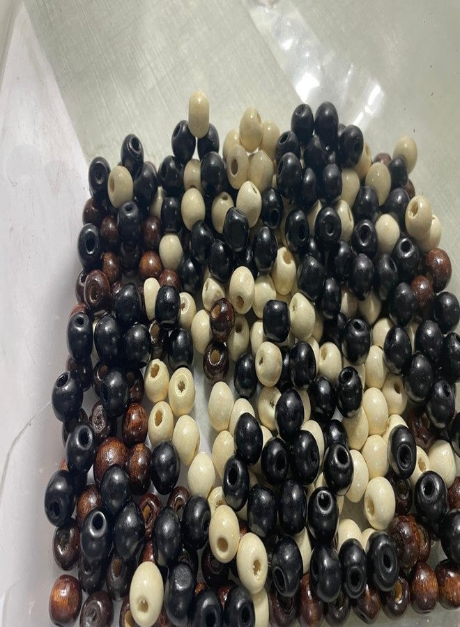 OMX 10mm, Round Wooden Beads for Jewellery Making, Beading & Art Craft Work (Mix of Black Off White & Dk Brown, 10mm, 300 Pc, 100 Gram) - Image 3